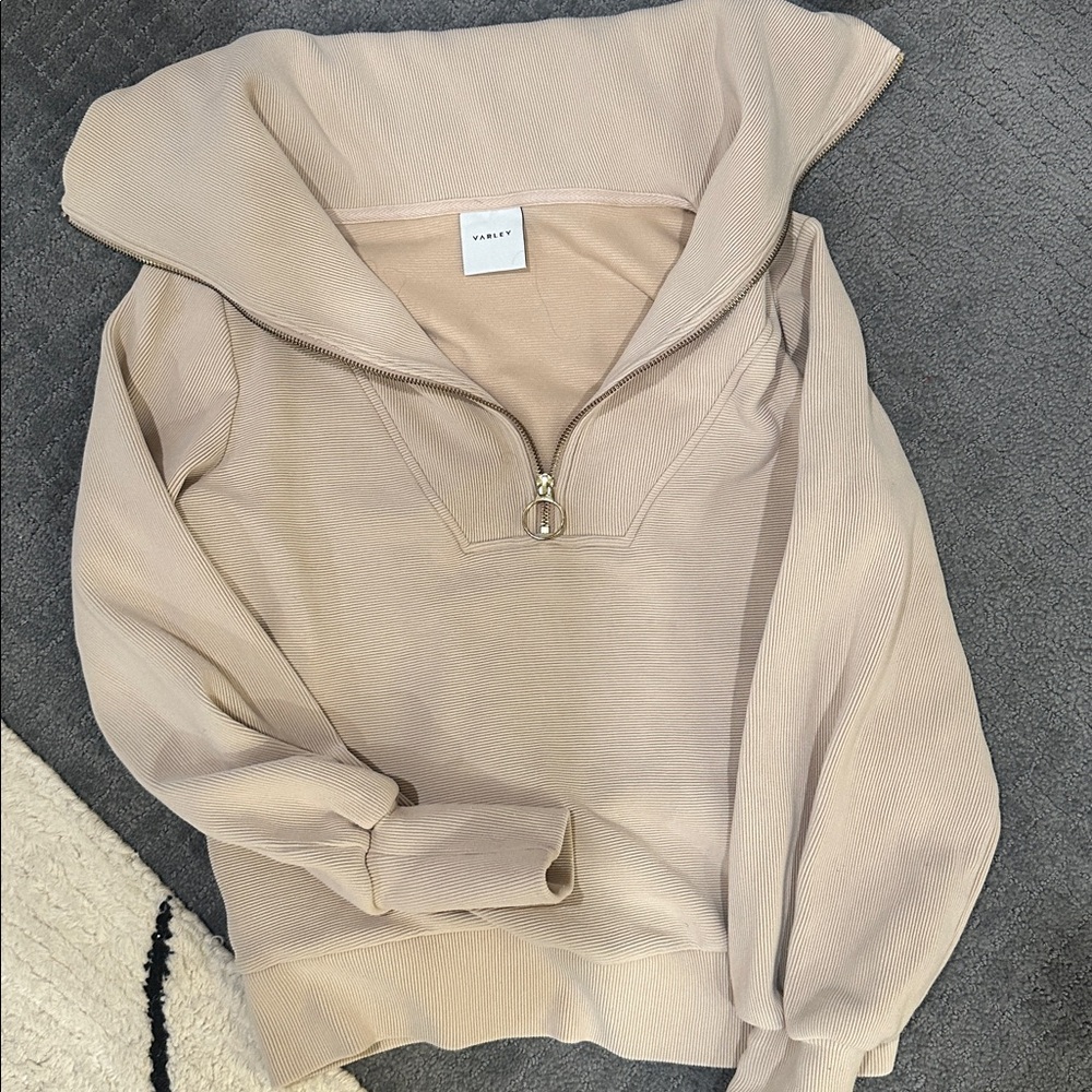 Varley Beige Ribbed Vine Half Zip - image 5